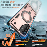 For Samsung Galaxy-S23 Fe Case With Magsafe & [Hd Screen Protector×2][Anti-Fingerprint], 360° Metal Rotated Kickstand,Military Grade Shockproof Protective For Galaxy S23 Fe Case,Rose Gold