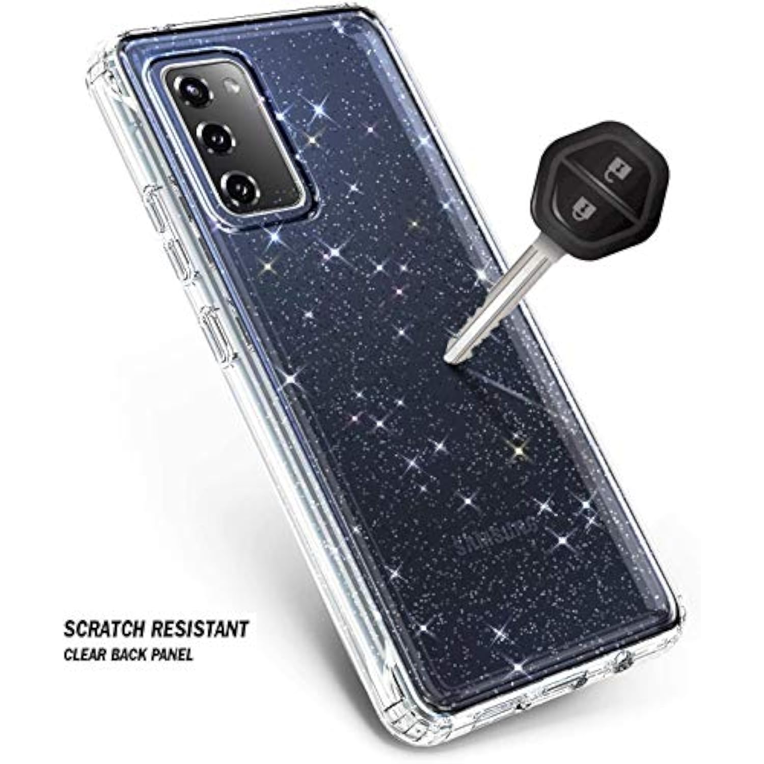 Case For Samsung Galaxy S20 Fe 5G With [Built-In Screen Protector], Full-Body Protective Shockproof Rugged Bumper Cover, Impact Resist Phone Case (Crystal Glitter Clear)