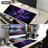 Purple Lightning Dragon Gaming Mouse Pad,12X31.5In Non-Slip Rubber Cool Animal Desk Mat,Large Extended Mousepad For Office Home Laptop,Fun Mice Pads Gifts,Game Lover Deskmat Decor