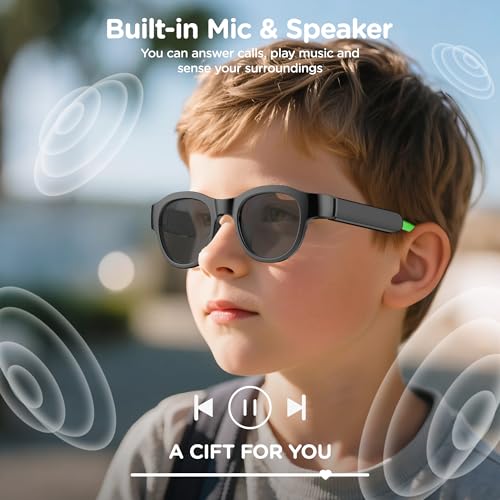 Smart Bluetooth Audio Sunglasses RGB LED Polarized UV400 Open-Ear Stereo Touch Control Magnetic Charging IPX4 Sweatproof Trendy Gift for Teen Boys