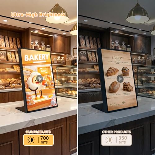 Digital Menu Board 18.5 Inch Desktop Digital Signage Display Advertising Screen For Stores Restaurants And Commercial Display 700 Nits Ultra-High Brightness Free Web Content Editor Android