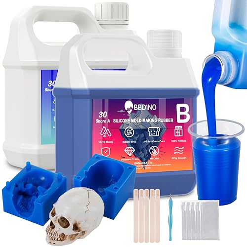 Silicone Mold Making Kit, Liquid Silicone For Molds Making 30A Sapphire Blue, High Strength Silicon Rubber 4.4 Lbs, 1:1 By Volume Ideal For Mold Casting Of Resin/Jewelry/Candle/Concrete/Plaster