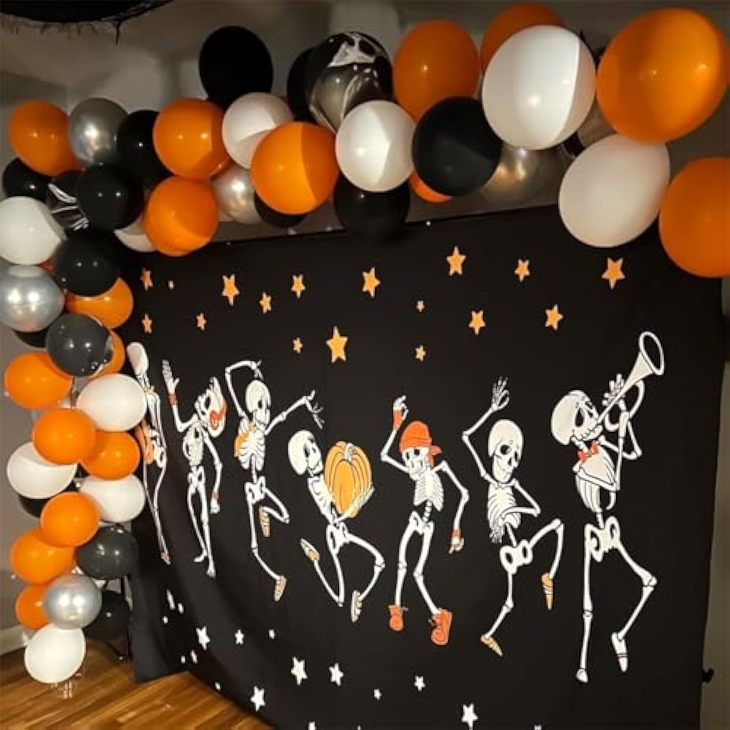 60Pc Halloween Balloons – 12" Orange Black Marble & Confetti Party Decorations
