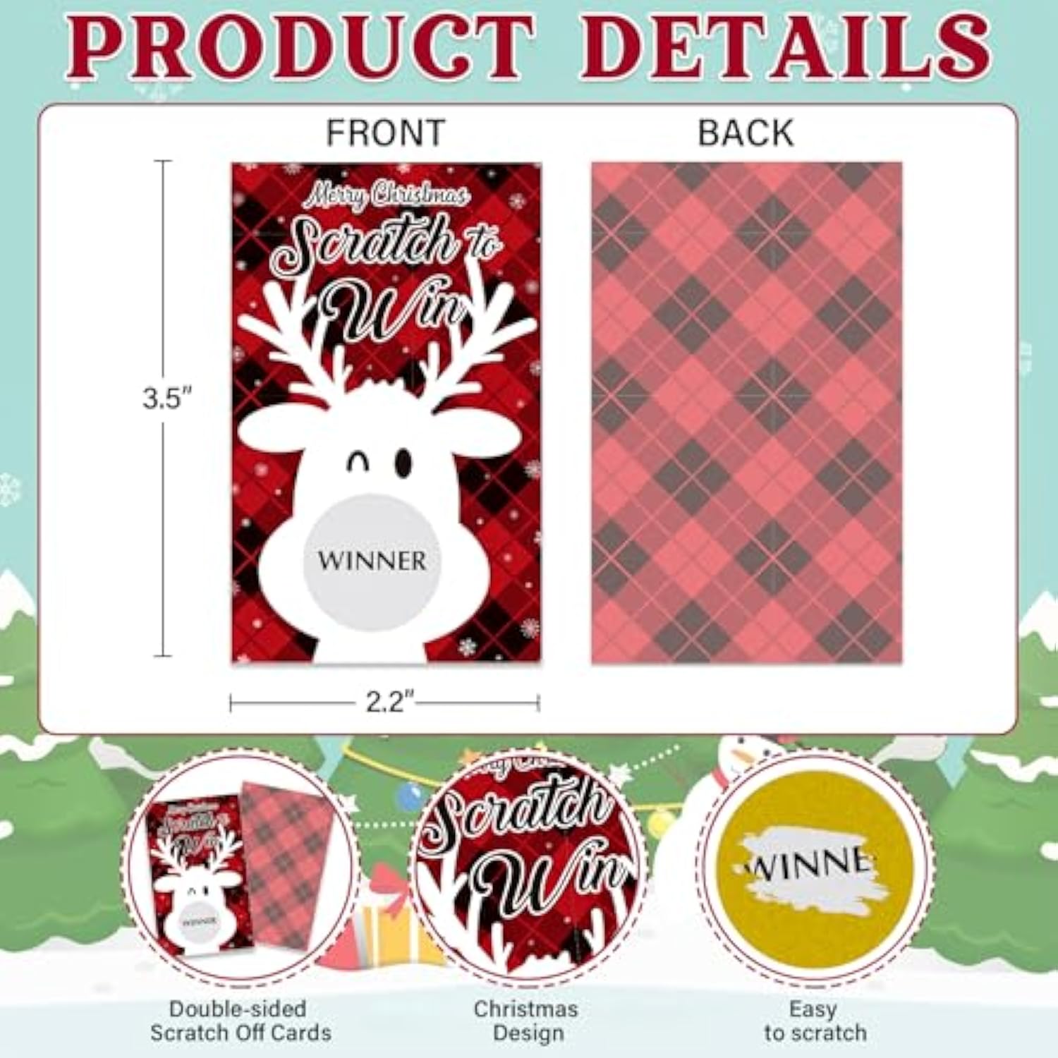 Merry Christmas Scratch Off Game Cards - 36Pcs Happy Holiday Scratch Off Cards Reindeer Raffle Card Christmas Activities For Groups Teens Adults Holiday Business Prize Party Favors