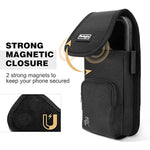 Phone Holster With Magnetic Cover. Belt Clip Pouch For Iphone 16 Plus, 16 Pro Max And All Plus And Pro Max Models With Case Installed. Zipper Storage And Credit Card Pocket.