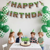 Pixel Birthday Decorations,Happy Birthday Banner,Mining Theme Party Favors Supplies