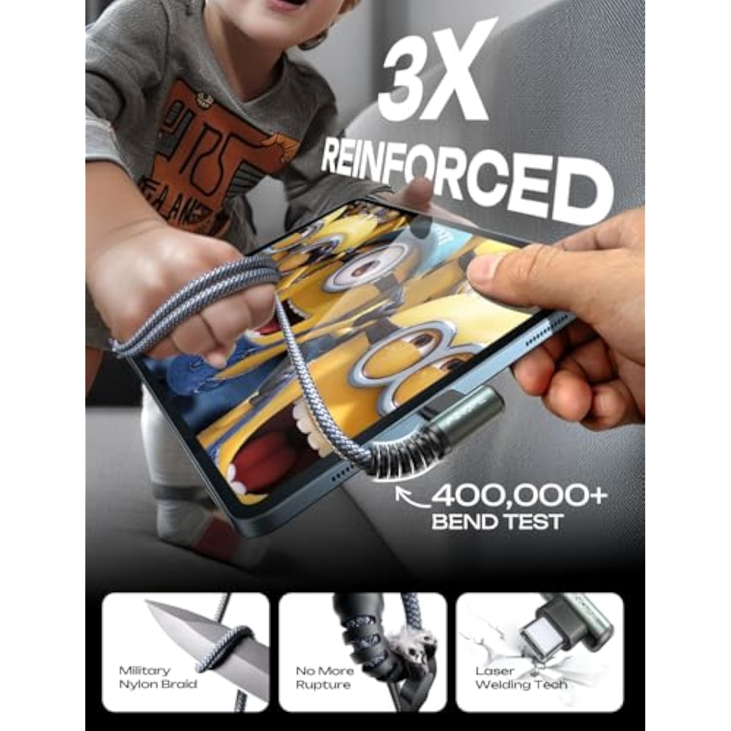 2-Pack 6.6ft 60W USB C to C Cable, Right Angle Nylon Fast Charger for iPhone/Samsung