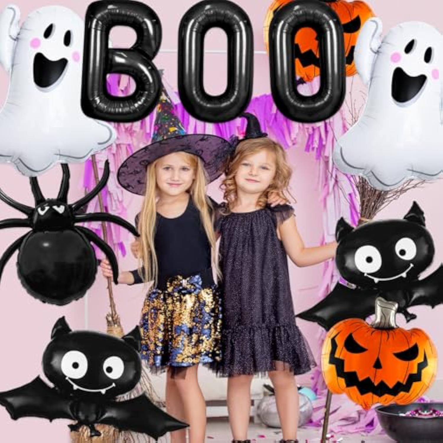 Halloween Balloon Set: Ghost, Bat, Spider, Pumpkin - Spooky Party Decor
