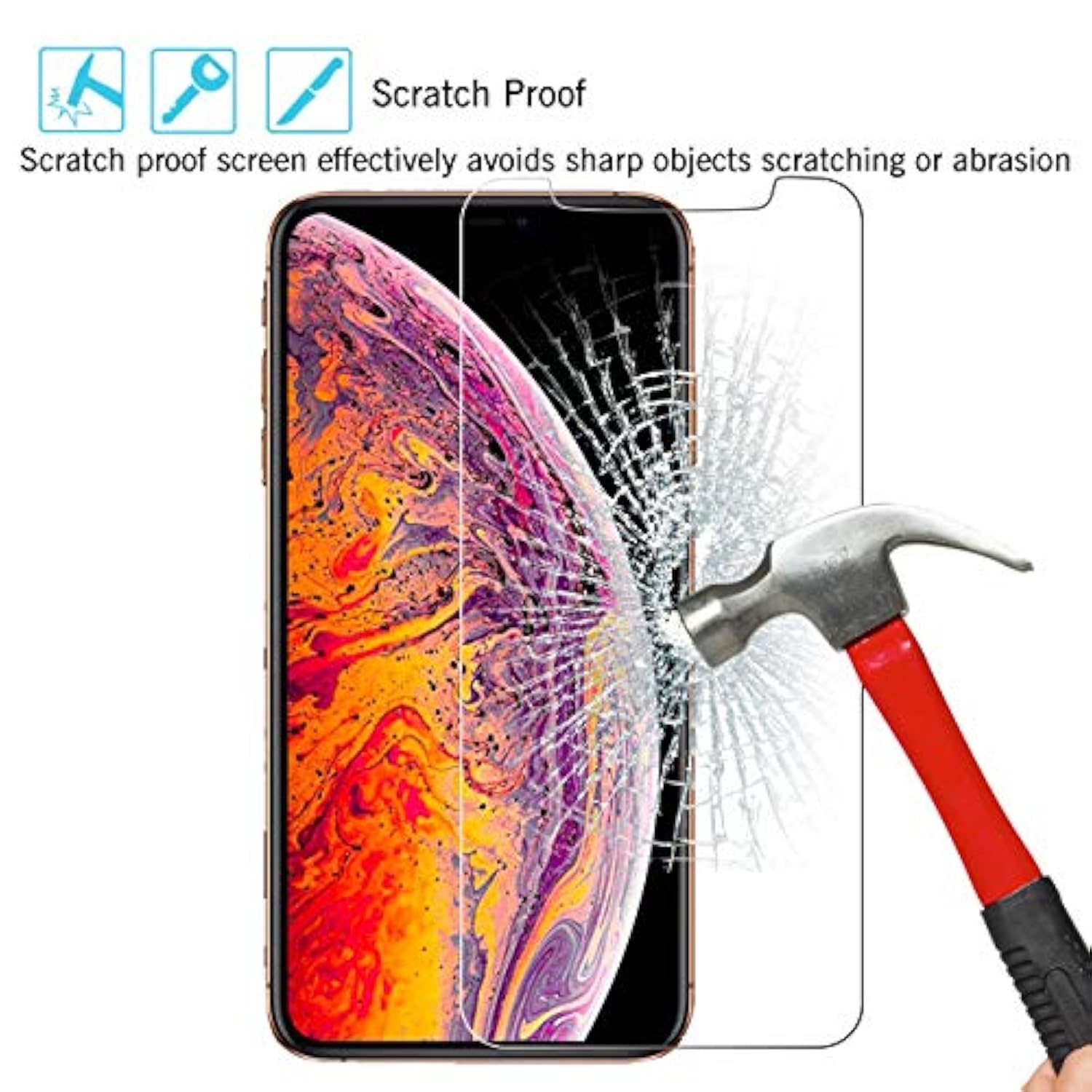 3-Pack iPhone 11 Pro Max/Xs Max 6.5 Inch Tempered Glass Screen Protector