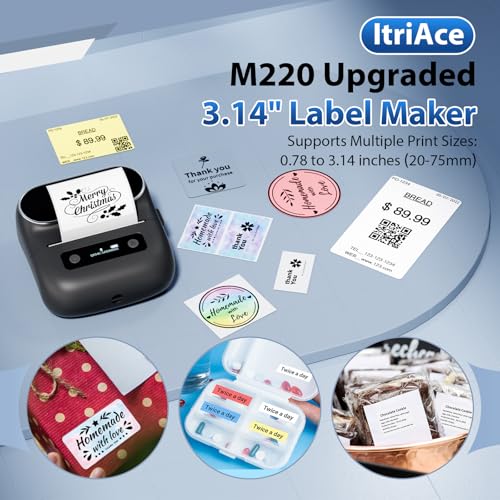 M220 Wireless Label Maker Portable Address Printer For 0.78 To 3.14 Inch Labels, For Home Office And Small Business Organization, Compatible With Iphone Android And Pc, With 40X30Mm Label
