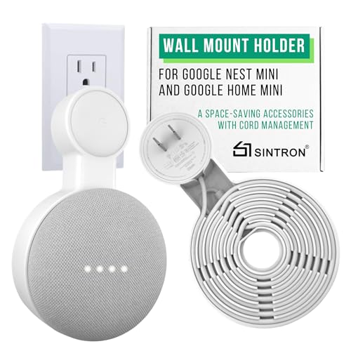 Outlet Wall Mount Holder for Google Nest Mini and Google Home Mini, A Space-Saving Accessories with Cord Management for Google Smart Speakers 1st
