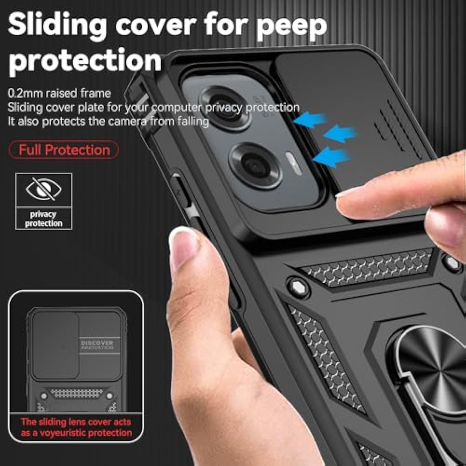 Moto G Stylus 5G 2024 Case with Slide Cover, Screen Protector, Kickstand