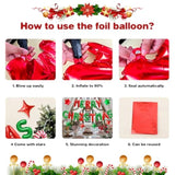 Merry Christmas Balloons Banner, Red Green Merry Christmas Foil Balloon, 16 Inch Xmas Letter Balloons With 10 Inch Green Red Star Balloon For Xmas Themed New Year Party Decor