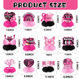 Breast Cancer Awareness Decorations Honeycomb Centerpeces, 12Pcs Breast Cancer Awareness Accessories Pink and Black Ribbon Table Decorations, Cancer Free Cancer Survivor Table Sign for Home Office