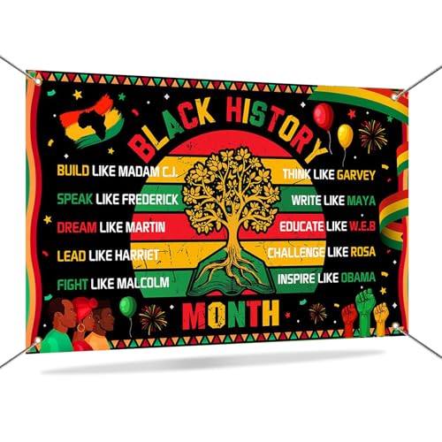 Black History Month Backdrop Banner African American Black History Month Decorations for Classrooms School 70.8 x 43.3 inch Black History Month Photo Backdrop for Photography