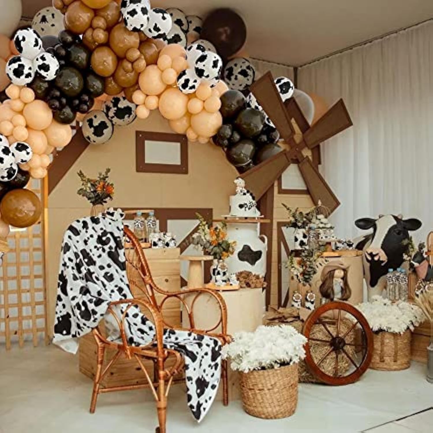158PCS Cow Balloon Garland Arch Kit Farm Western Theme Baby Shower Birthday Decor