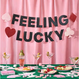 Feeling Lucky Sparkle Banner - 5 Ft. | Bachelorette Decoration, Birthday Party Sign, Casino Decor, Girl Cocktail Backdrop, Vegas Photo Booth Background