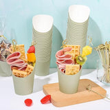 50Pcs Sage Green Charcuterie Cups With Bamboo Sticks Plastic Treat Goodie Bags Gold Twist Ties 14Oz Disposable Paper French Fries Cup Holder For Home Kitchen Baby Shower Birthday Party Supply