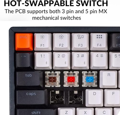 K2 75% Layout 84 Keys Hot-Swappable Bluetooth Wireless/Usb Wired Mechanical Keyboard With Super Brown Switch/Double-Shot Keycaps/Rgb Backlight/Aluminum Frame For Mac Windows Version 2