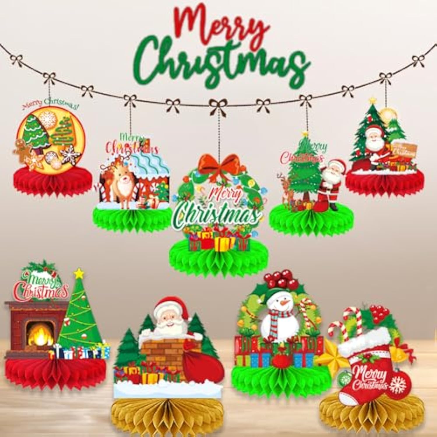 9-Piece Christmas Table Centerpieces for Holiday Party Decorations