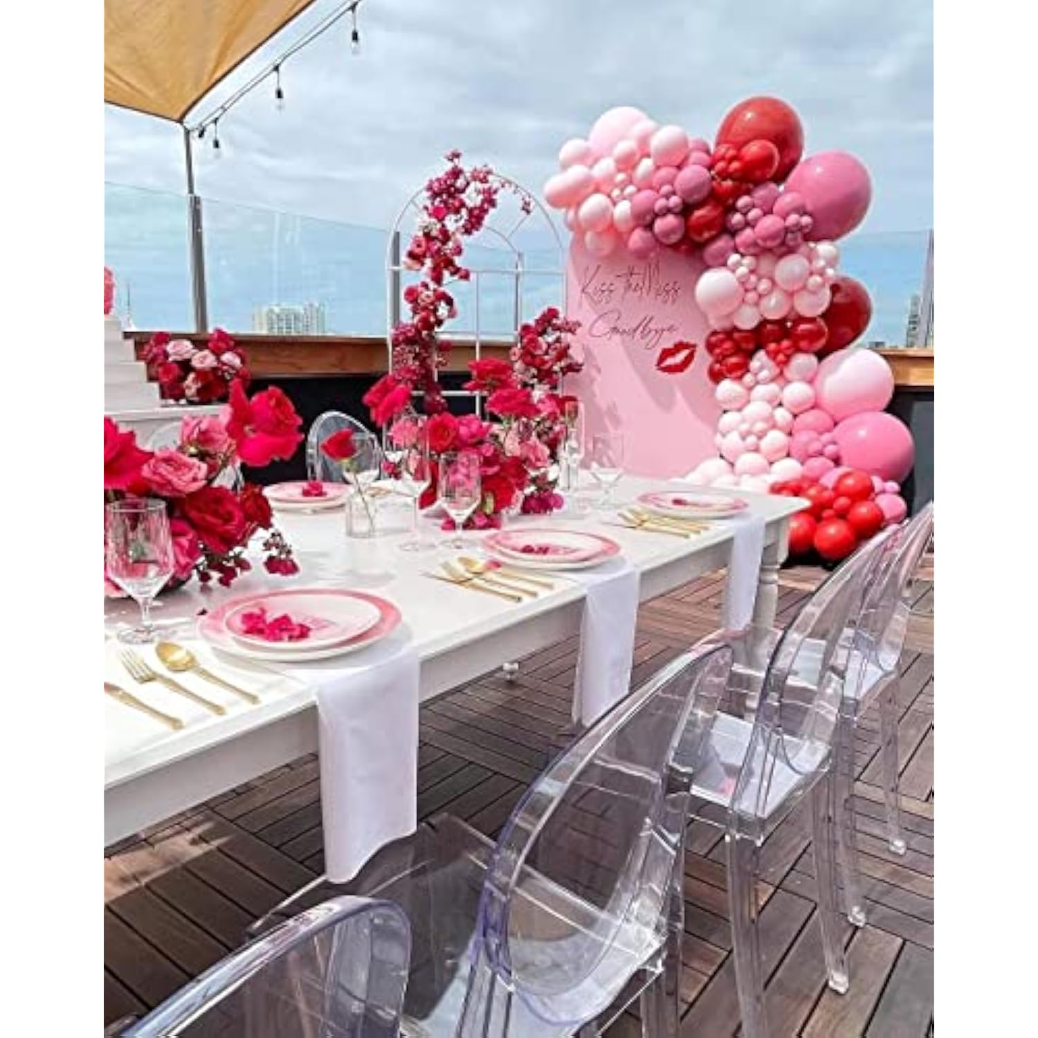 Valentines Day Balloon Arch Garland Kit With Red Pink Retro Pink Red H