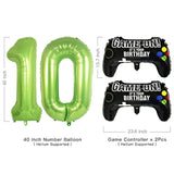 Video Game 10th Birthday Balloons Controller Mylar & Green Number Set