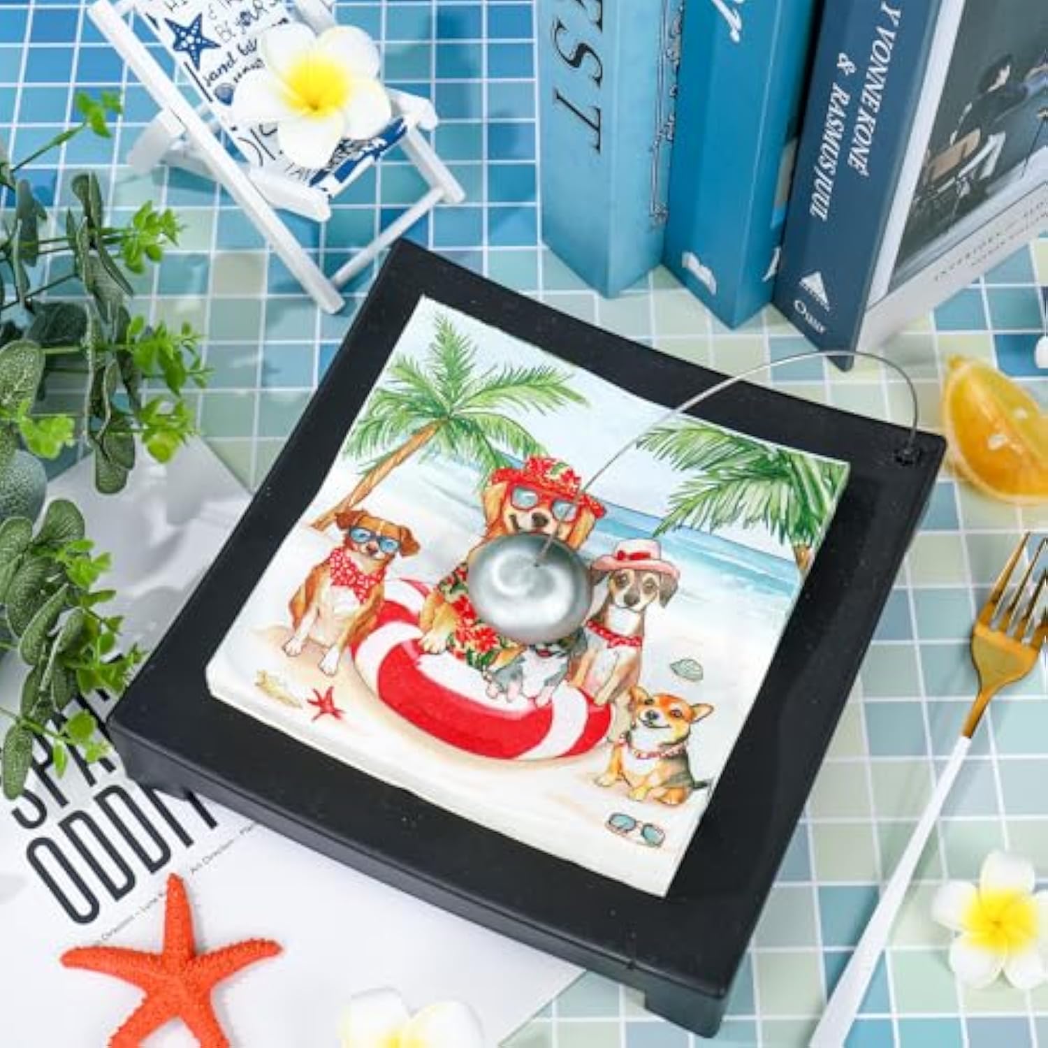 50Pcs Summer Dog Paper Napkins Tropical Beach Disposable Luncheon Napkins Dessert Dinner Hand Napkin For Birthday Pool Party