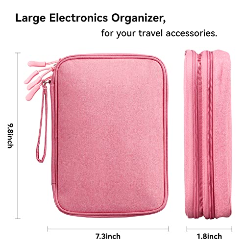 Cable Organizer Bag, Large Charger Cord Travel Case For Electronics & Tech Accessories (Large, Light Grey)