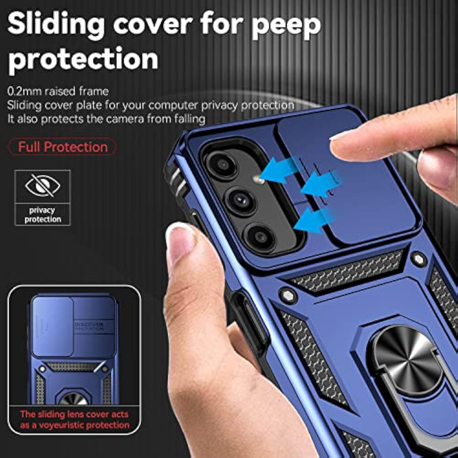 For Galaxy A25 5G Case,With Screen Protectors And Camera Cover,[Military Grade] 16Ft.Drop Tested Cover With Magnetic Kickstand Protective Case For Samsung A25 5G, Blue