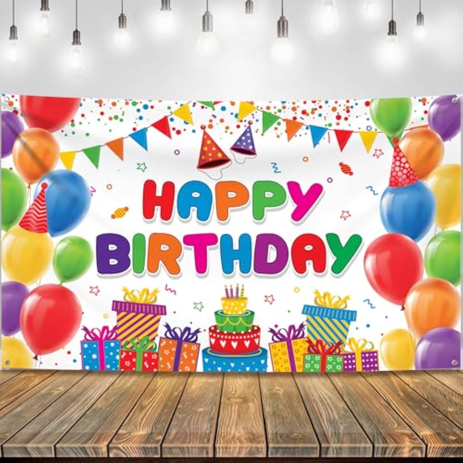 Rainbow Birthday Banner: XL Colorful Party Decoration 72"x44"