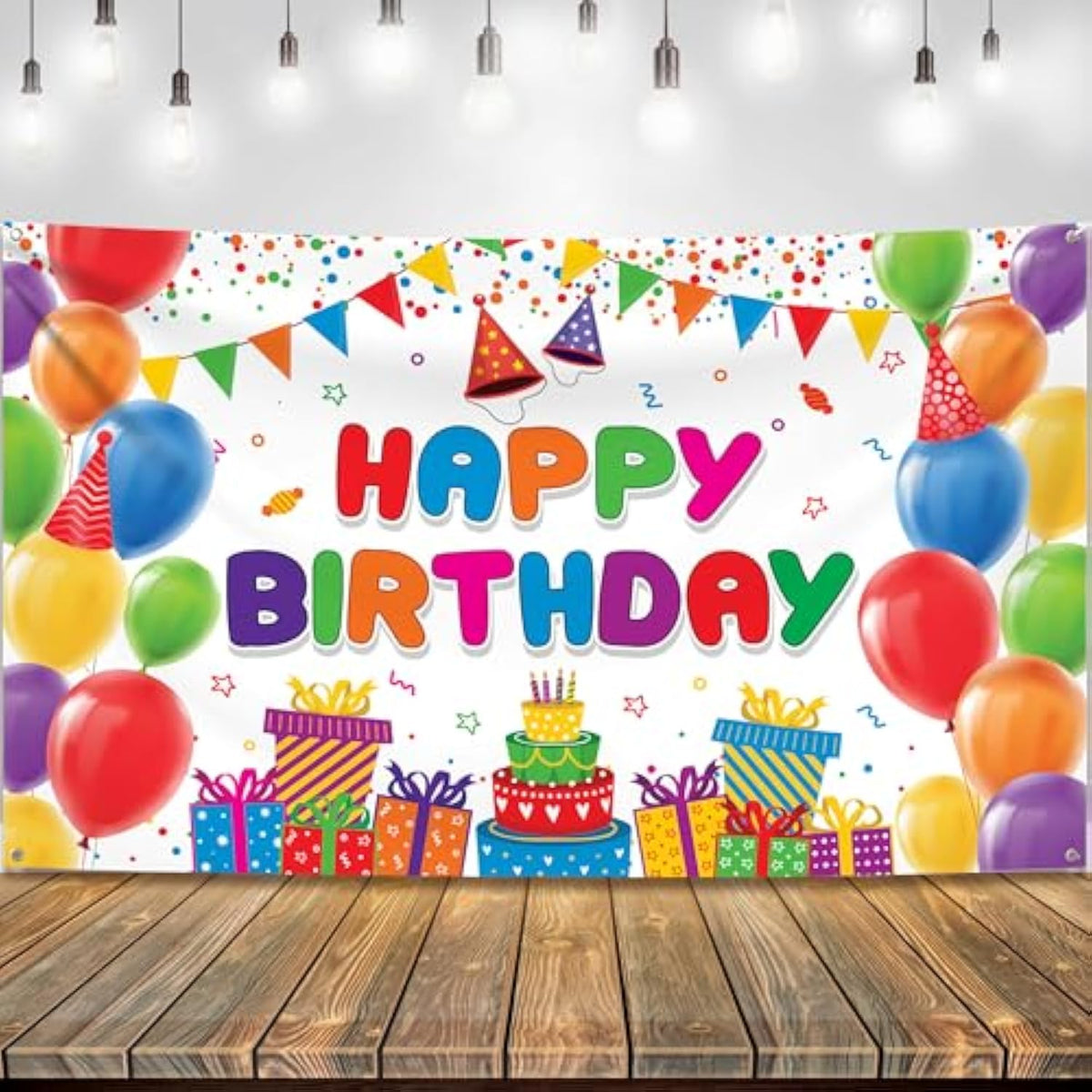 Rainbow Birthday Banner: XL Colorful Party Decoration 72"x44"