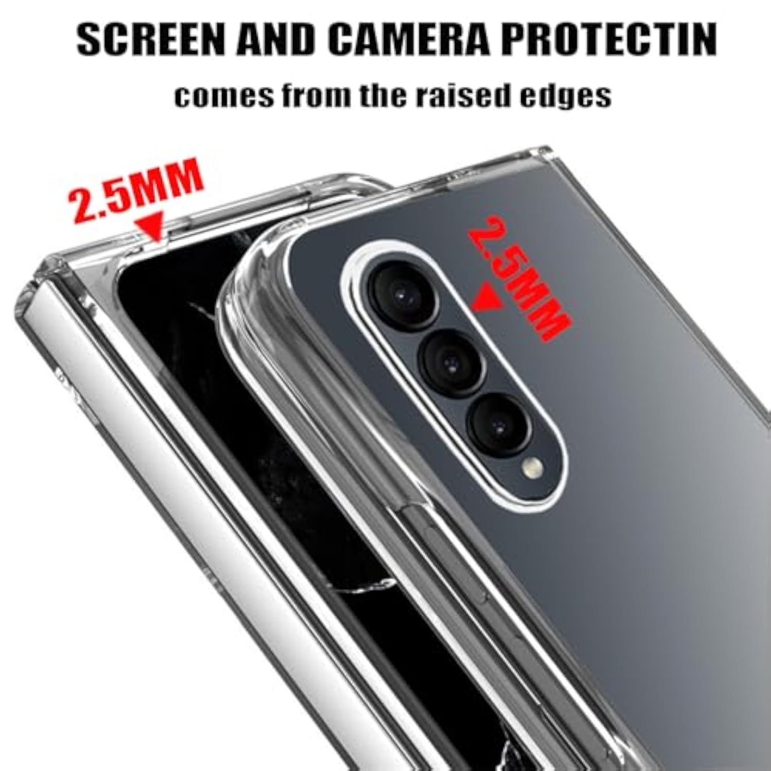 Clear Case with Screen Protector for Samsung Galaxy Z Fold 4, Slim Fit Hard PC Anti Yellowing Anti-Scratches Protective Phone Case Cover, Transparent