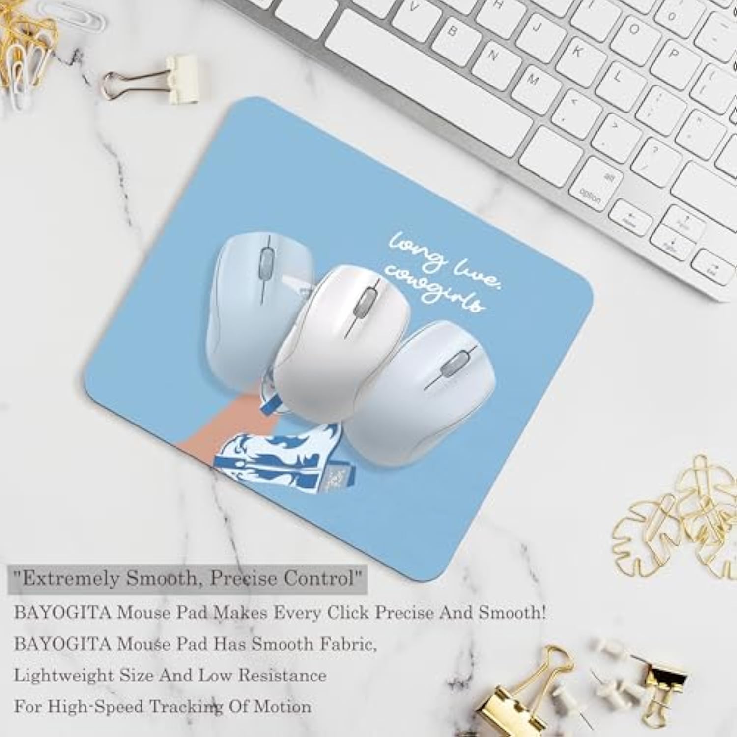 Western Blue Mouse Pad - Long Live Cowgirls Mousepad, Cowgirls Boots Office Mouse Pad, Blue Preppy Desk Mousepad, Gifts For Employees, Western Coworker Gifts, 12X10 Inches