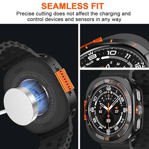 Metal Cover Compatible with  Galaxy Watch Ultra Case 2025/2024, 2 in 1 Protective Rugged Bumper with Back Frame for Galaxy Watch 47mm