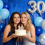 2 Pack Thickened Royal Blue Metallic Foil Fringe Curtains Streamer Rip Resistant Shimmer Tinsel Photo Booth Backdrop For Birthday Wedding Christmas Bachelorette Party Decorations 3.28Ft X 6.56Ft
