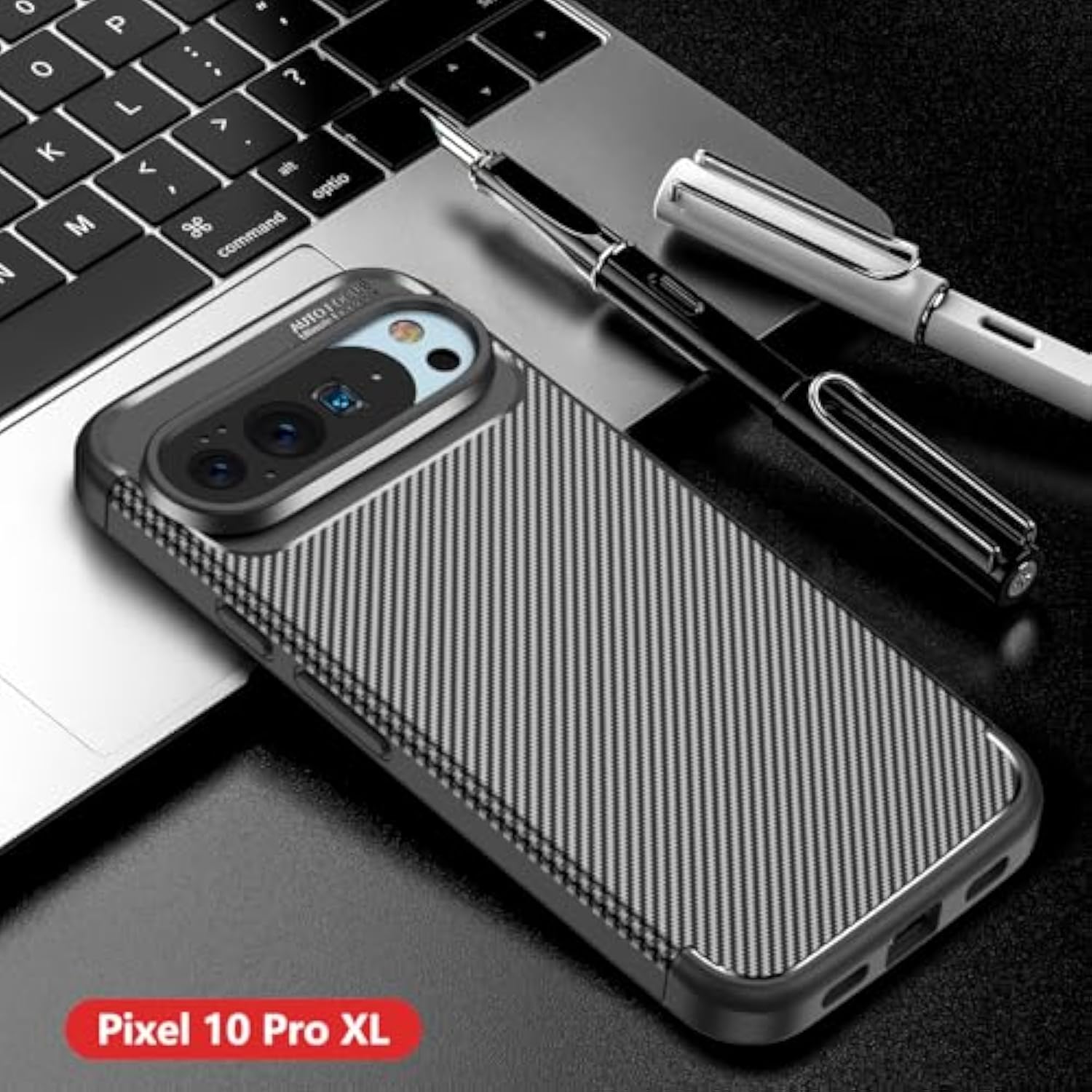 For Pixel 10 Pro Xl Case Compatible With Pixelsnap & Magsafe, Luxury Carbon Fiber & Flexible Silicone Bumper Cover Magnetic Rugged Slim Fit Grip 4 Corners Rubber Shockproof (Black)