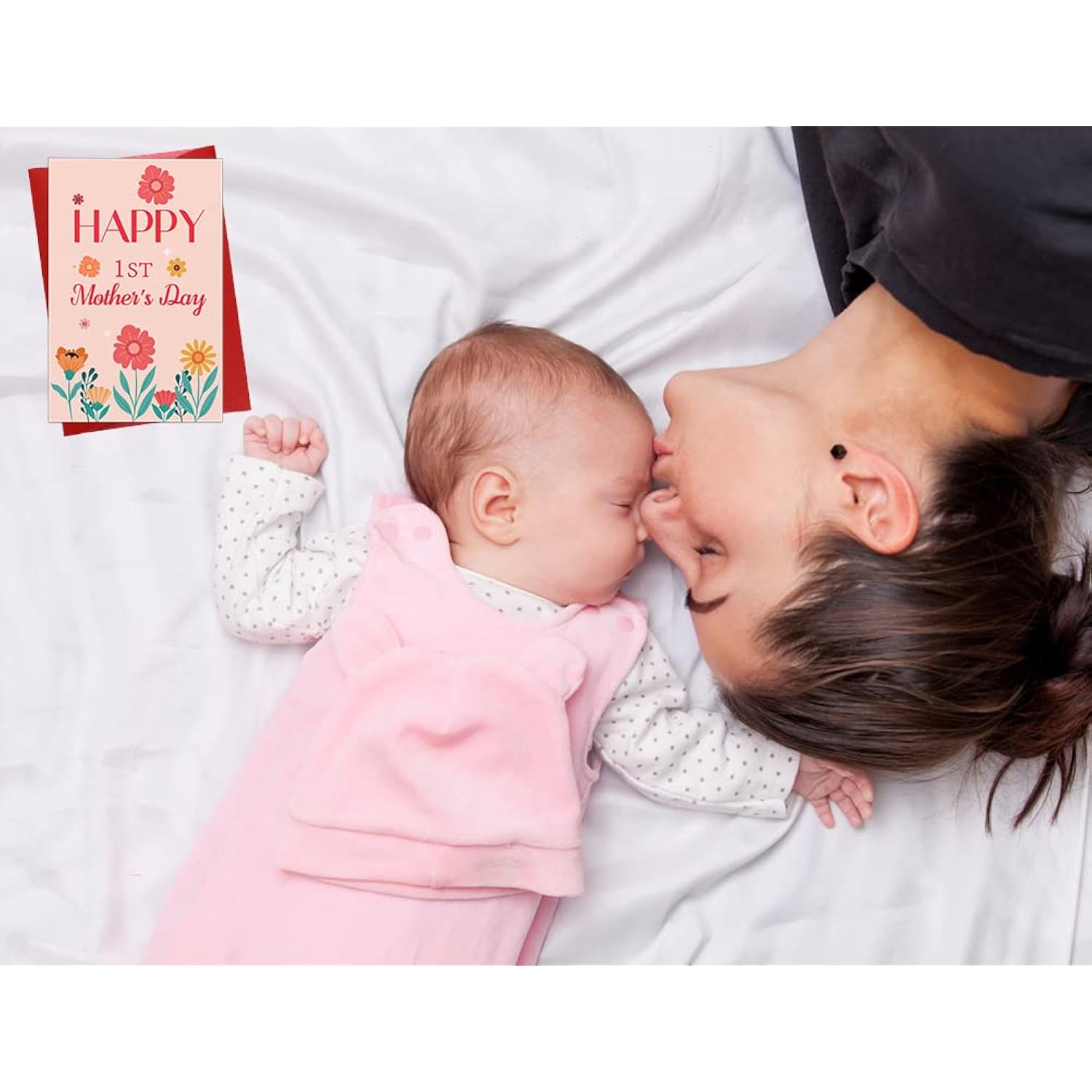 Happy First Mothers Day Card For New Mom - Flower Mothers Day Gift Card For First Time, Expecting, Or Pregnant Mom Mommy To Be From Daughter Son Baby, Folding And Photo Insert Design