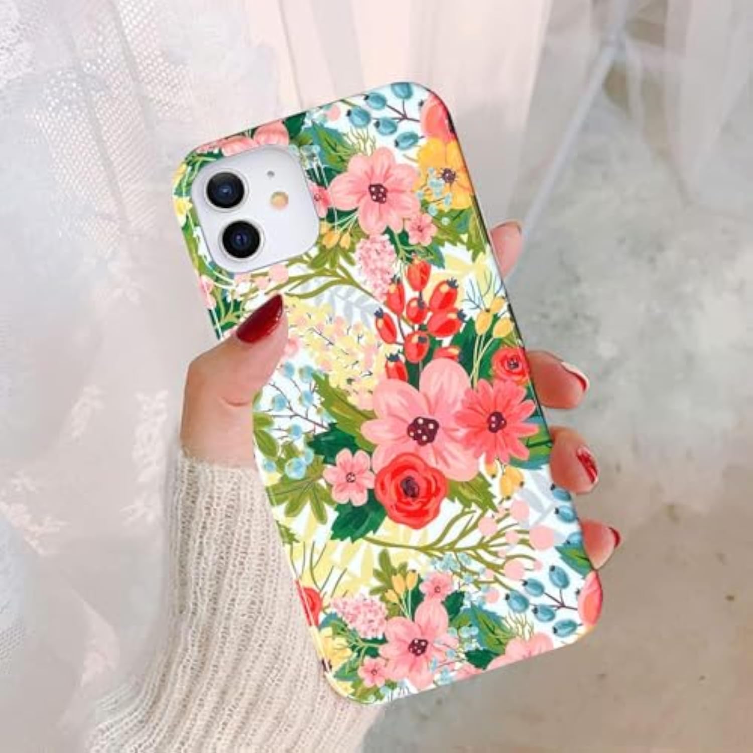 Modern Floral Pattern iPhone 11 Case 6.1" Slim Soft TPU Shockproof Cover Protective Phone Case for Women Girls