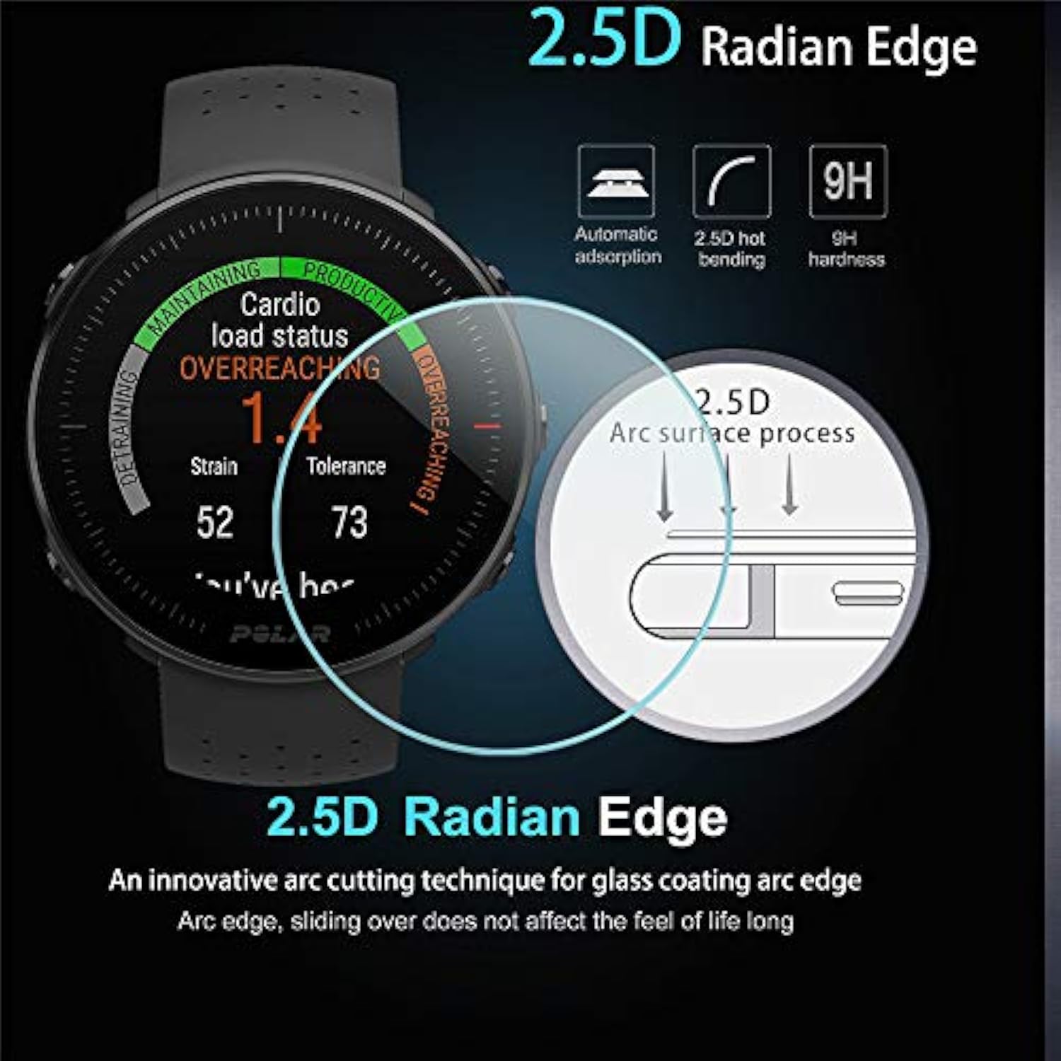 4-Pack For Polar Vantage M/Polar Vantage V Screen Protector, 2.5D 9H Hardness Ultra-Thin Tempered Glass Screen Protective Film [Anti-Scratch]