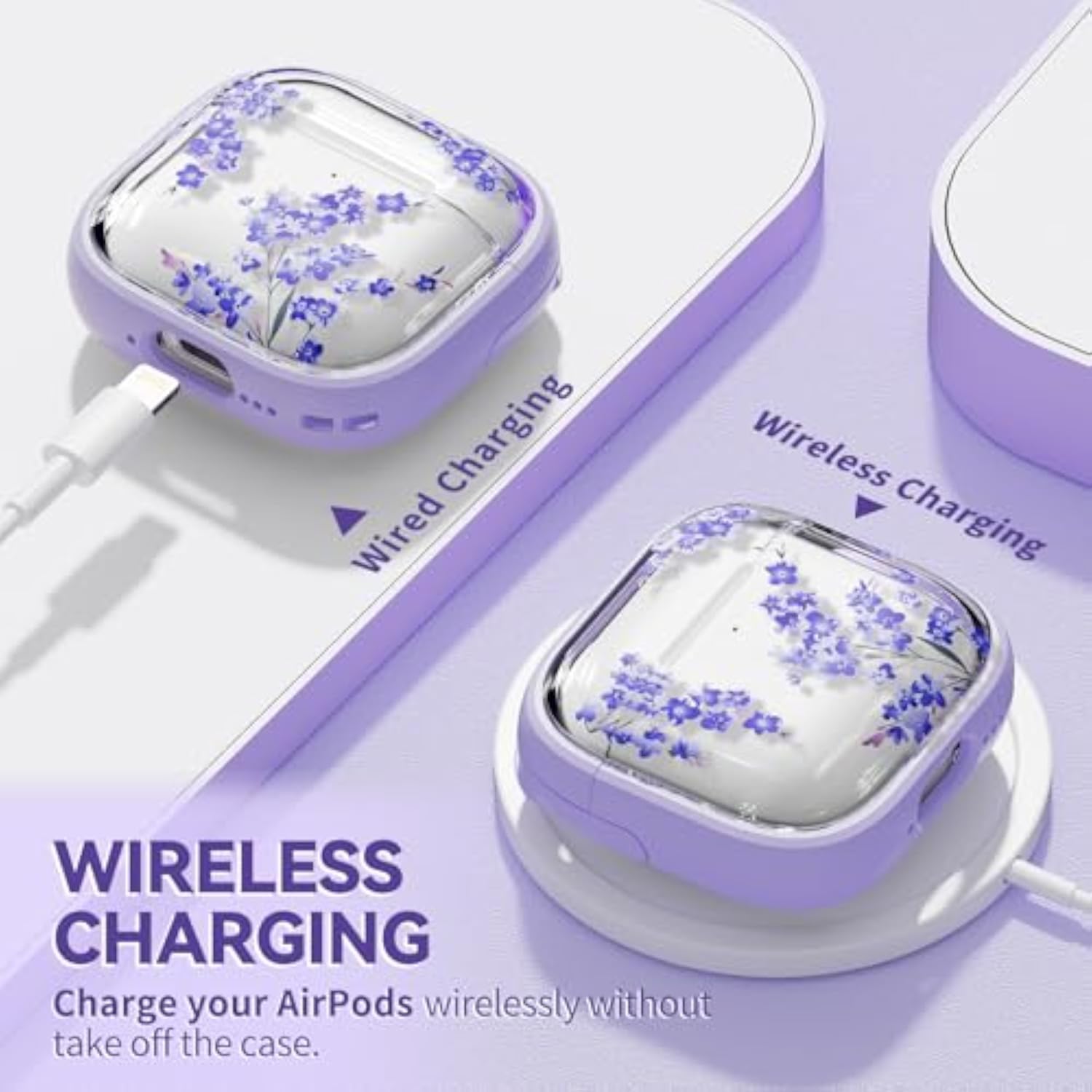 AirPods 4 Case Cover 2024 with Lock-Purple Bell Flower Design