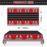 4 Pcs Racing Car Tablecloths - Rectangular Checkered Road Table Cloths For Race Car Party Supplies Boys Baby Shower, 51 X 86''