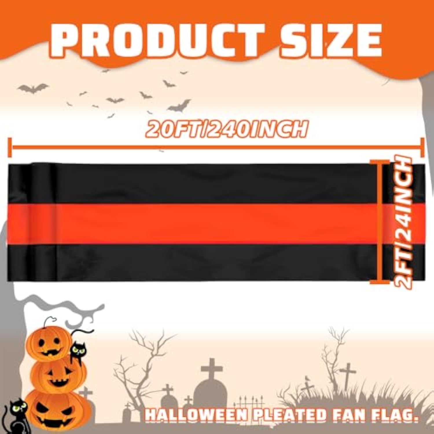 Halloween Bunting: Orange & Black Stripe "Trick or Treat" Banner (2x20 ft)