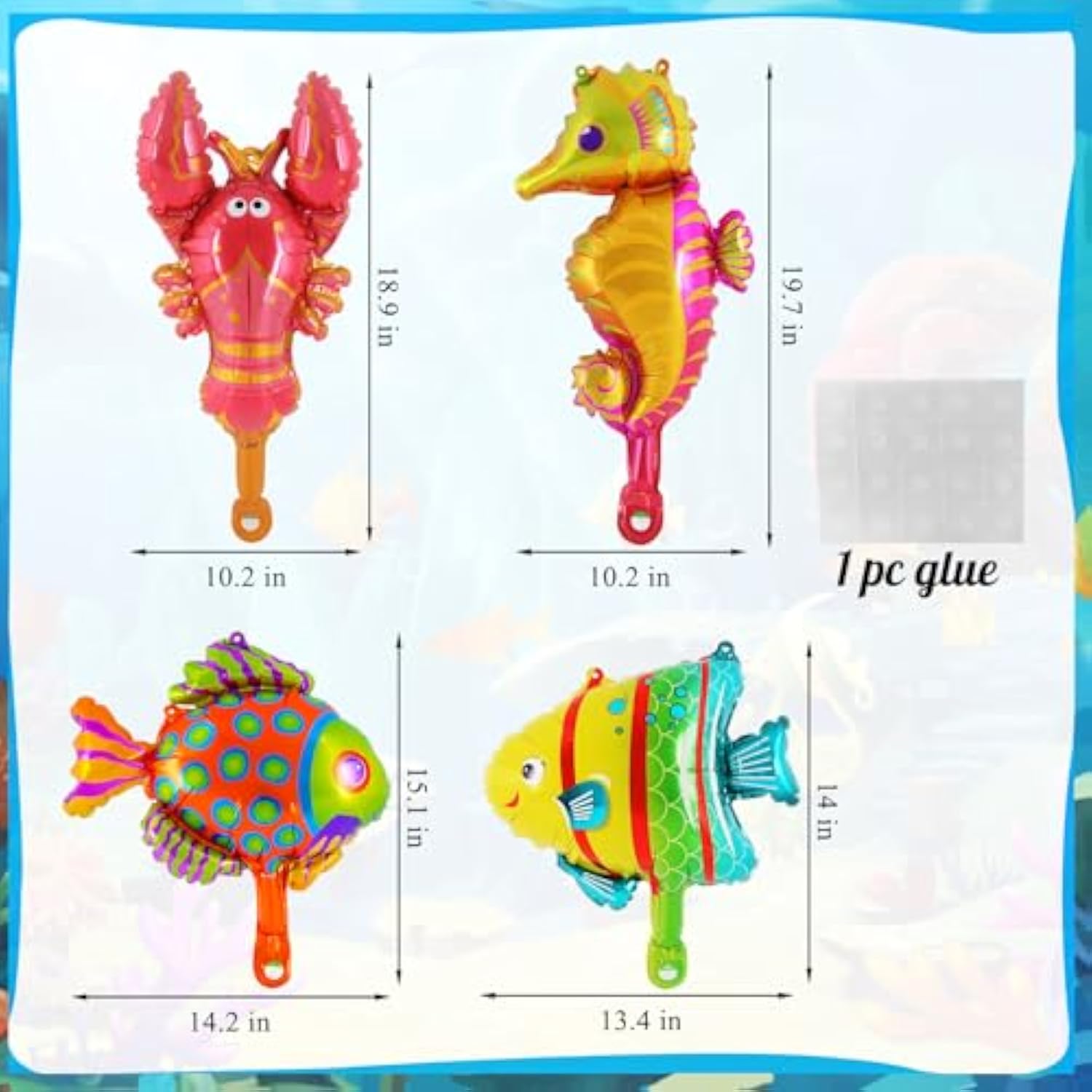 40" Blue Number 2 Balloon with Mini Ocean Balloons Under the Sea Birthday Decor