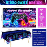 Video Game Birthday Decorations - Game Birthday Party Decorations Includes Backdrop, Foil Balloons, Tablecloth, Cake Toppers, Balloon Arch Kit For Boy Game Birthday Party