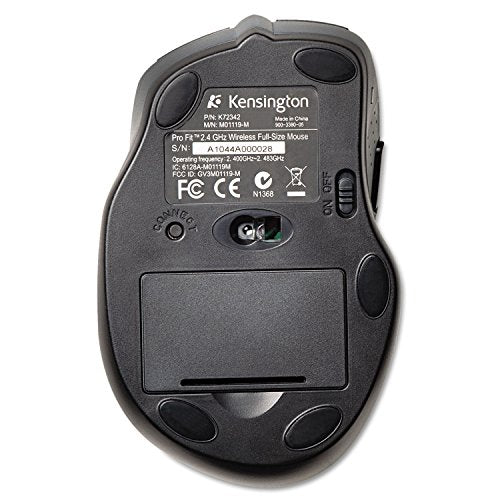 Pro Fit Full-Size Wireless Mouse (K72370Us),Black/Silver
