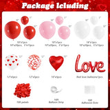 Valentines Day Balloon Garland Arch Kit, Valentine Pink Red Heart Balloons with Rose Petals for Bachelorette Bridal Wedding Engagement Birthday Galentines Romantic Valentines Party Decorations