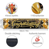 "Congratulations Banner – Proud of You Graduation Decorations (6x1.3ft, Black & Gold)"
