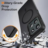 For Motorola Moto G 5G 2025 Case Magnetic Shockproof, [Fit For Magsafe] [Glass Screen Protector] Translucent Anti-Fingerprint Case For Motorola Moto G 5G 2025 (Black)