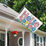 Hello Spring Flag Seasonal Welcome Flower Spring Flags For Outside 3X5Ft With 2 Brass Grommets For Outdoor Garden,Lawn,Yard Home Decorations (Da)