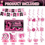 Breast Cancer Awareness Decorations, Pink Ribbon Banner,backdrop, Honeycomb Centerpieces,Breast Cancer Awareness Supplies Decorations for Women Charity Activities